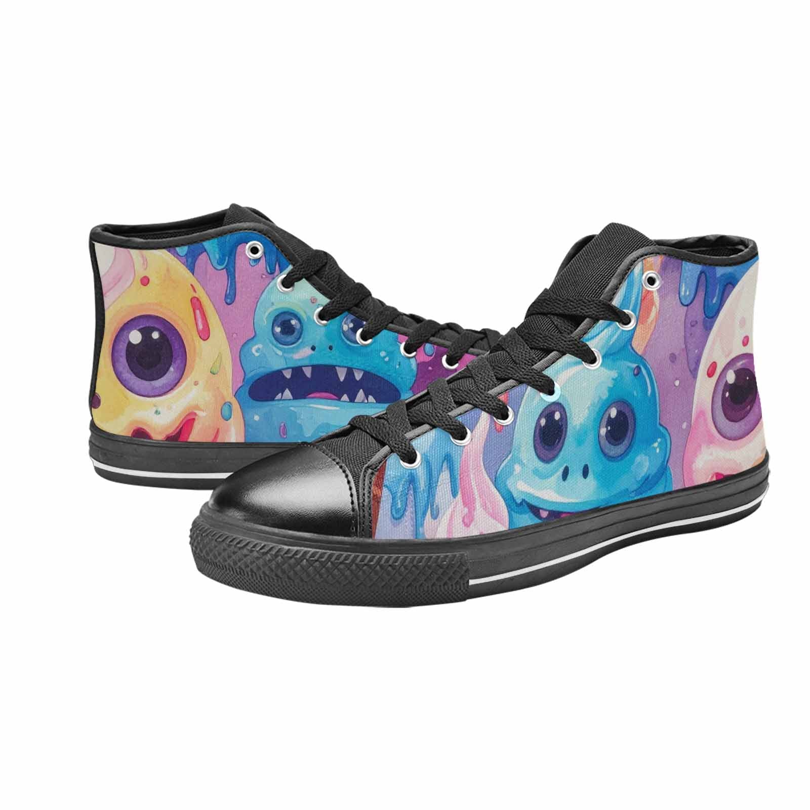 MEN'S Melting Icecream Cone Monster High Top Canvas Neon Fantasy Custom Shoes