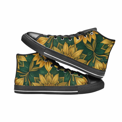 MEN'S Sunflower Mandala Kaleidoscope High Top Canvas Vibrant Chaos Shoes
