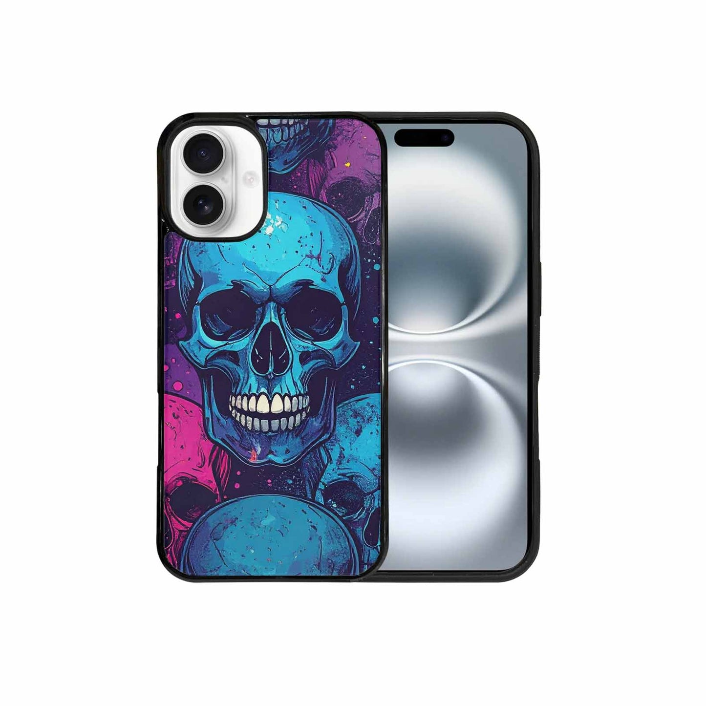 iPhone 16 Plus Case — Skulls Splatter Comic Custom, Custom Art Phone Cover