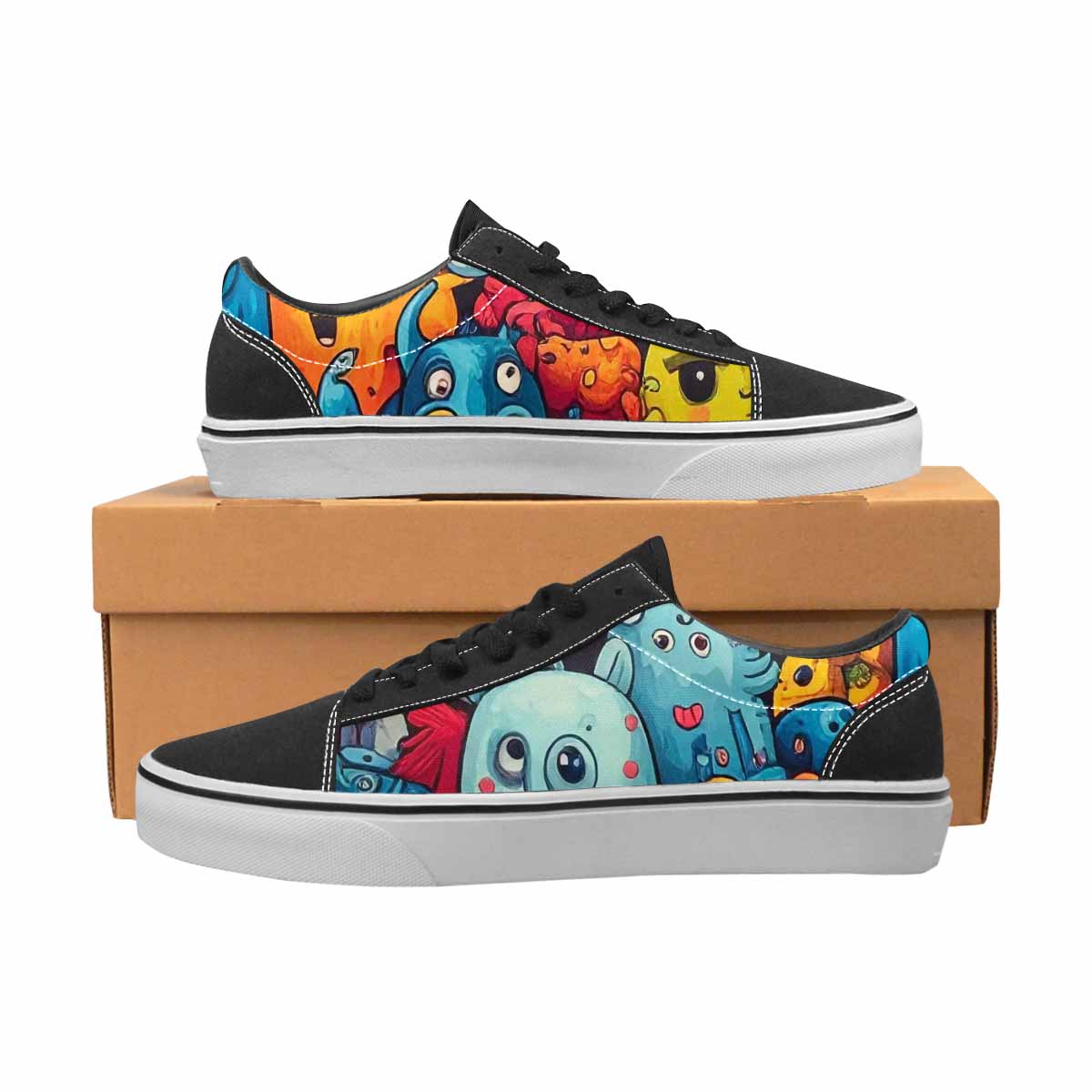 WOMEN'S Cartoon Monster Character Canvas Lace-Up Wallpaper Art Shoes