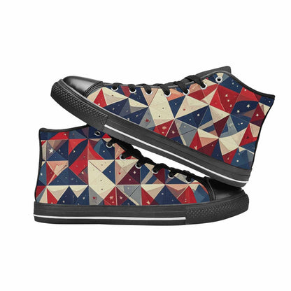 MEN'S American Flag Stars High Top Canvas Vibrant Chaos Custom Sneakers