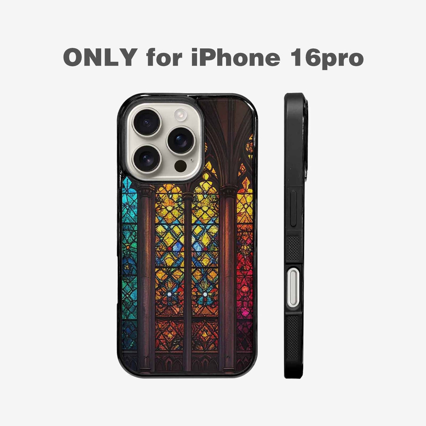iPhone 16 Pro Case — Stained Glass Window Pattern Seamless Repeat, Custom Printed Phone Case