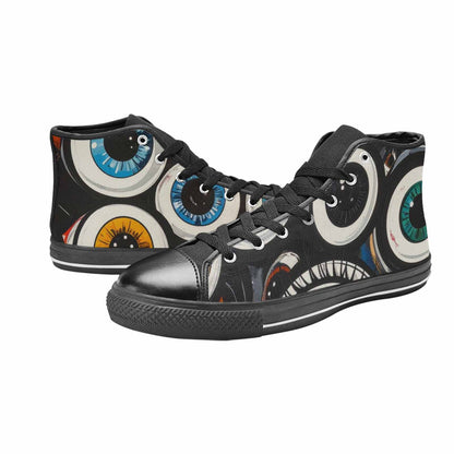 MEN'S Googly Cartoon Eyeballs High Top Canvas Surreal Custom Sneakers