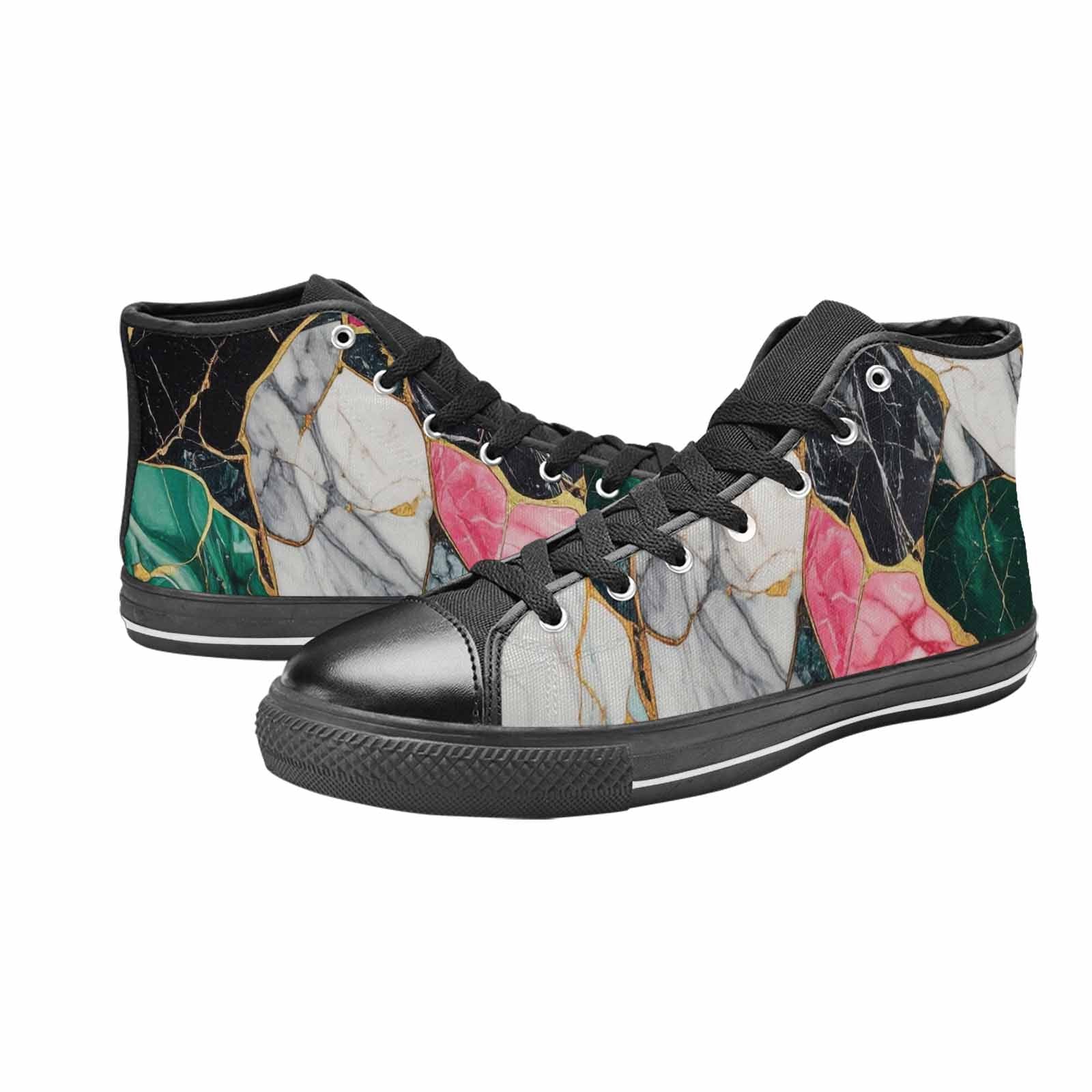 WOMEN'S Marble Stone Texture High Top Canvas Cottagecore Custom Shoes