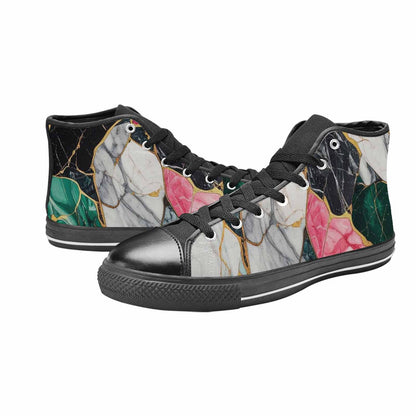 WOMEN'S Marble Stone Texture High Top Canvas Cottagecore Custom Shoes