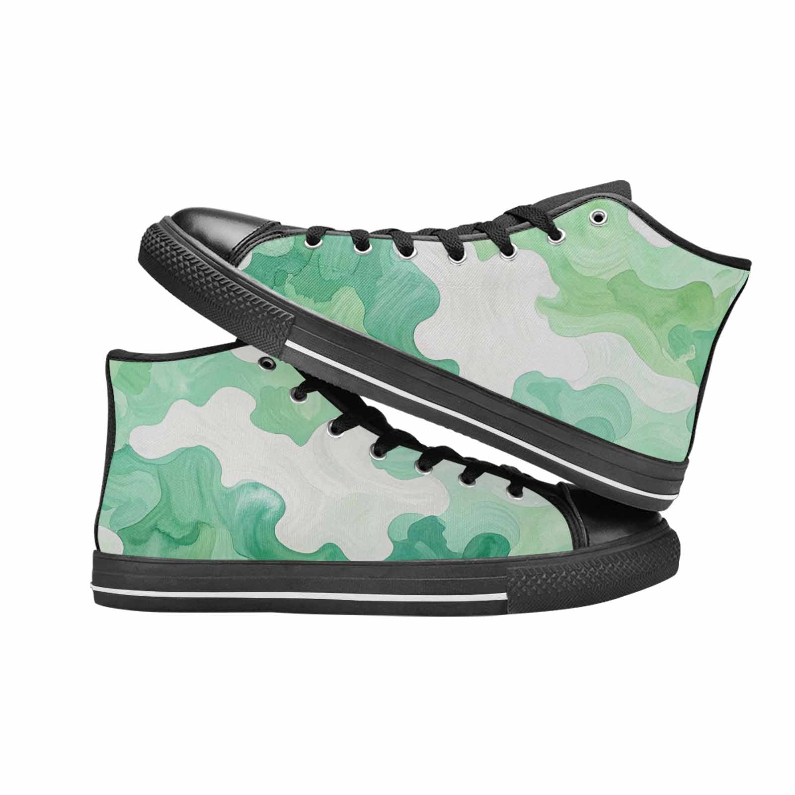 MEN'S Camo Mint Green White High Top Canvas Vibrant Chaos Custom Shoes