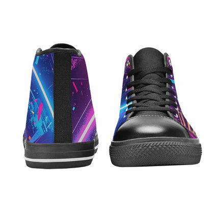 MEN'S Neon Grid Confetti High Top Canvas Vivid Custom Sneakers