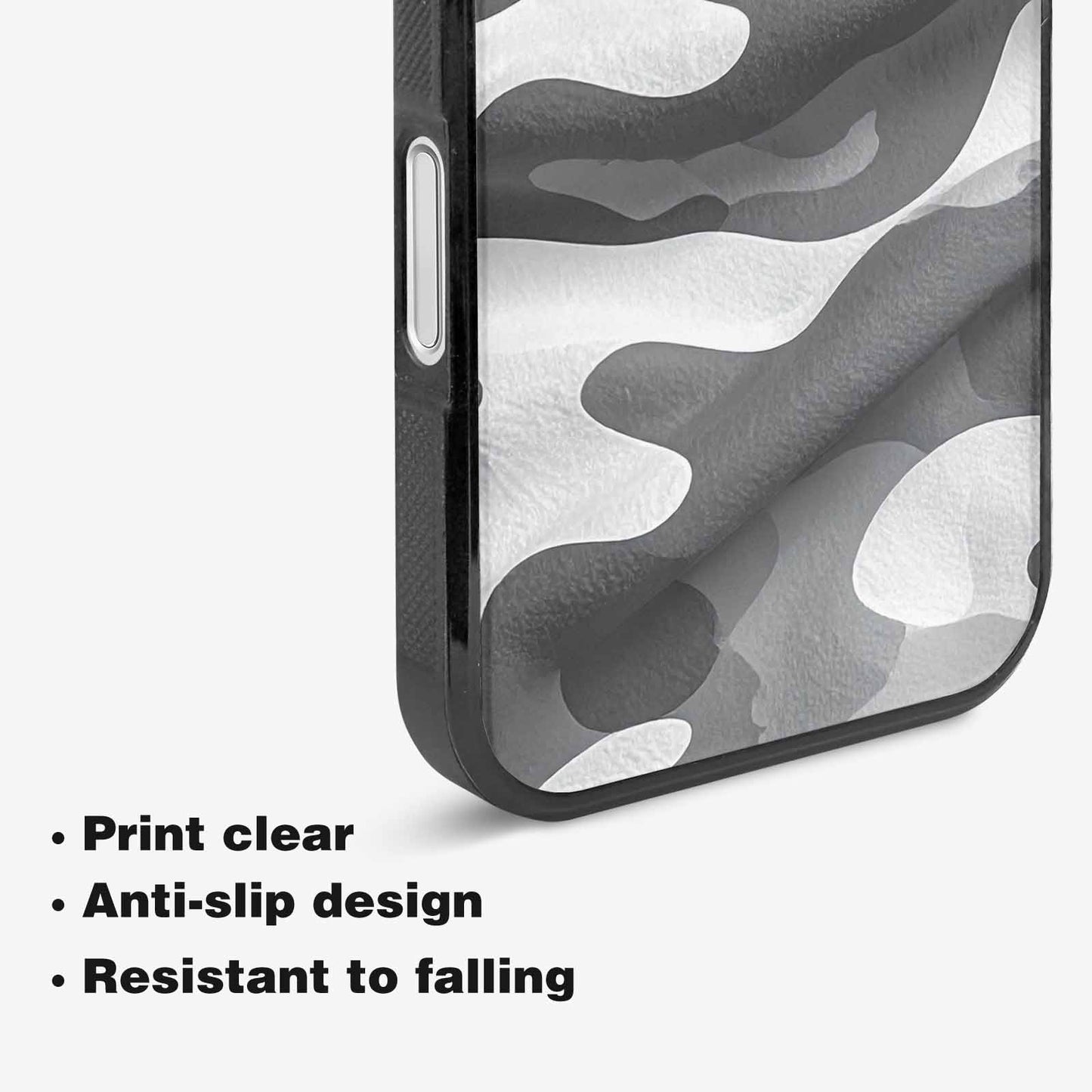 iPhone 16 Case — Grey Camo Print, Original Design Phone Case