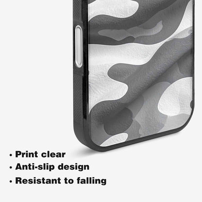 iPhone 16 Case — Grey Camo Print, Original Design Phone Case