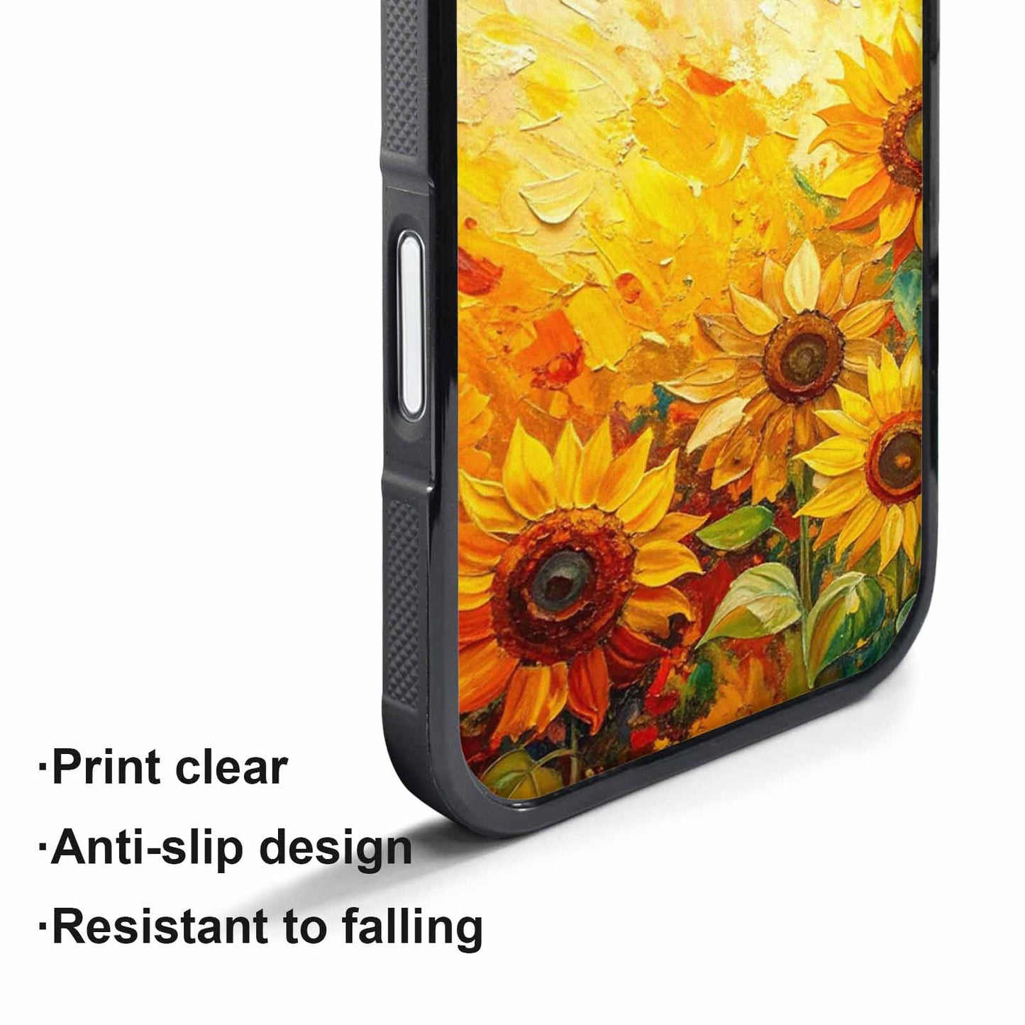iPhone 17 Pro Case — Impressionist Sunflower Brushstroke Pattern Hundreds Floral, Custom Made Phone Cover