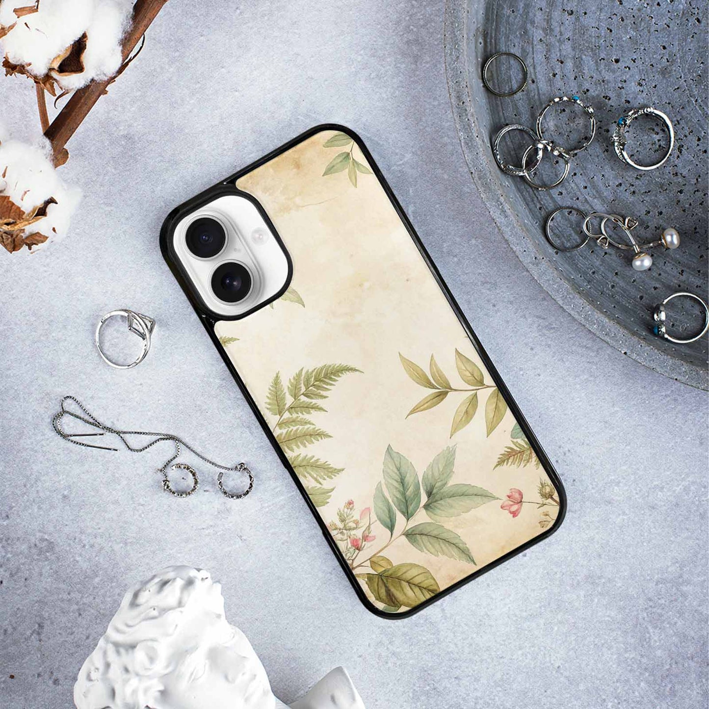 iPhone 16 Plus Case — Vintage Botanical Art Pattern, Unique Phone Case Design