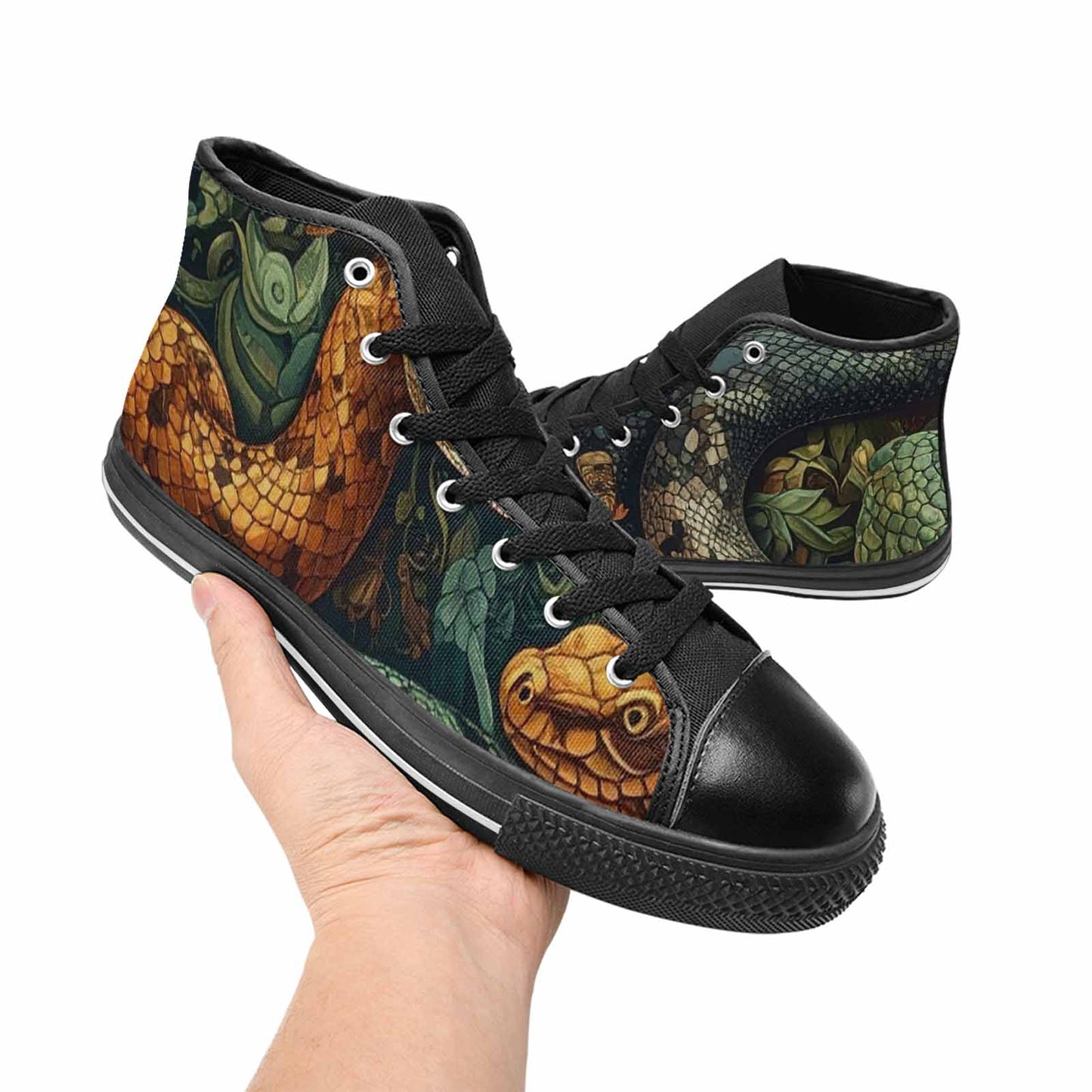 MEN'S Snake Skin Reptile High Top Canvas Y2K Custom Sneakers