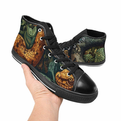 MEN'S Snake Skin Reptile High Top Canvas Y2K Custom Sneakers
