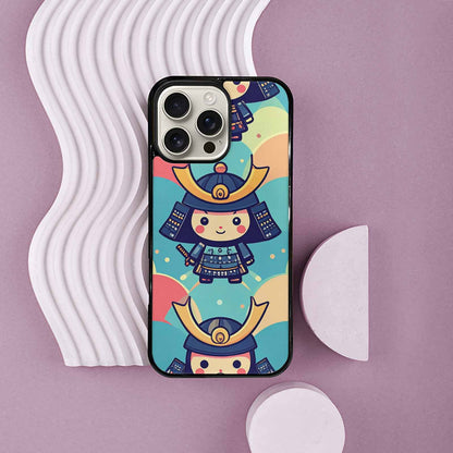 iPhone 16 Pro Max Case — Samurai Cartoon Art Repeat Pattern, Custom Printed Phone Case