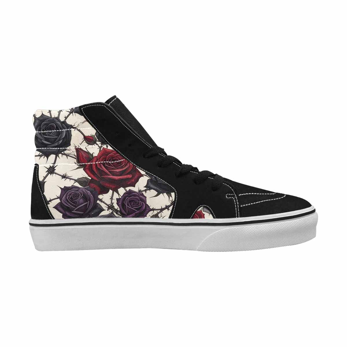 MEN'S Black Gothic Rose High Top Canvas Aesthetic Custom Sneakers