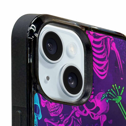 iPhone 15 Plus Case — Glowing Skeleton Pattern Hundreds Of Small, Custom Print Case Cover