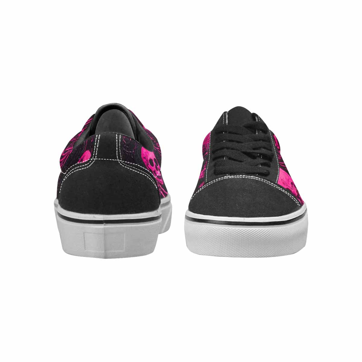 WOMEN'S Skeletons  Neon Pink Lace-Up Canvas Vivid Custom Sneakers