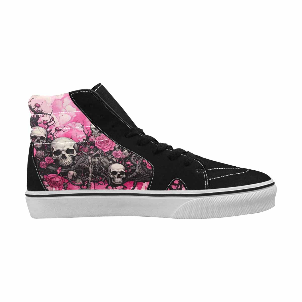 MEN'S Skull Roses High Top Canvas Wallpaper Art Custom Sneakers