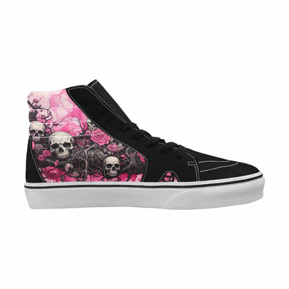 MEN'S Skull Roses High Top Canvas Wallpaper Art Custom Sneakers