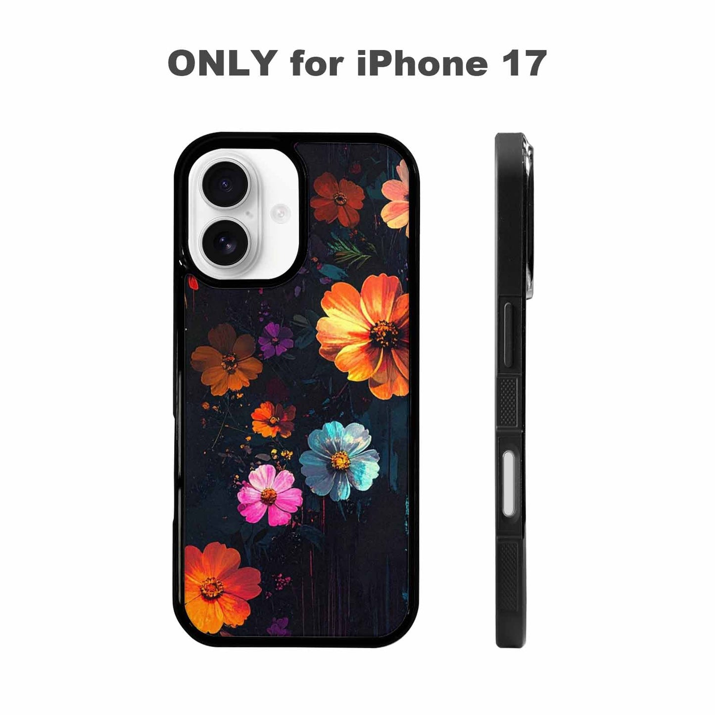iPhone 17 Case — Shadowy Glitch Floral Pattern Floral, Custom Print Case Cover