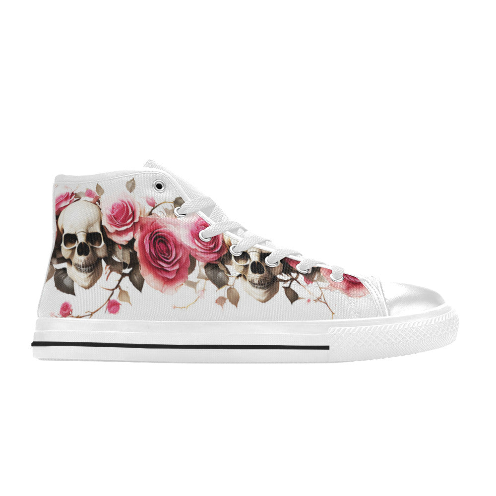 WOMEN'S Skulls Roses Deluxe 14 High Top Canvas Aesthetic Custom Shoes