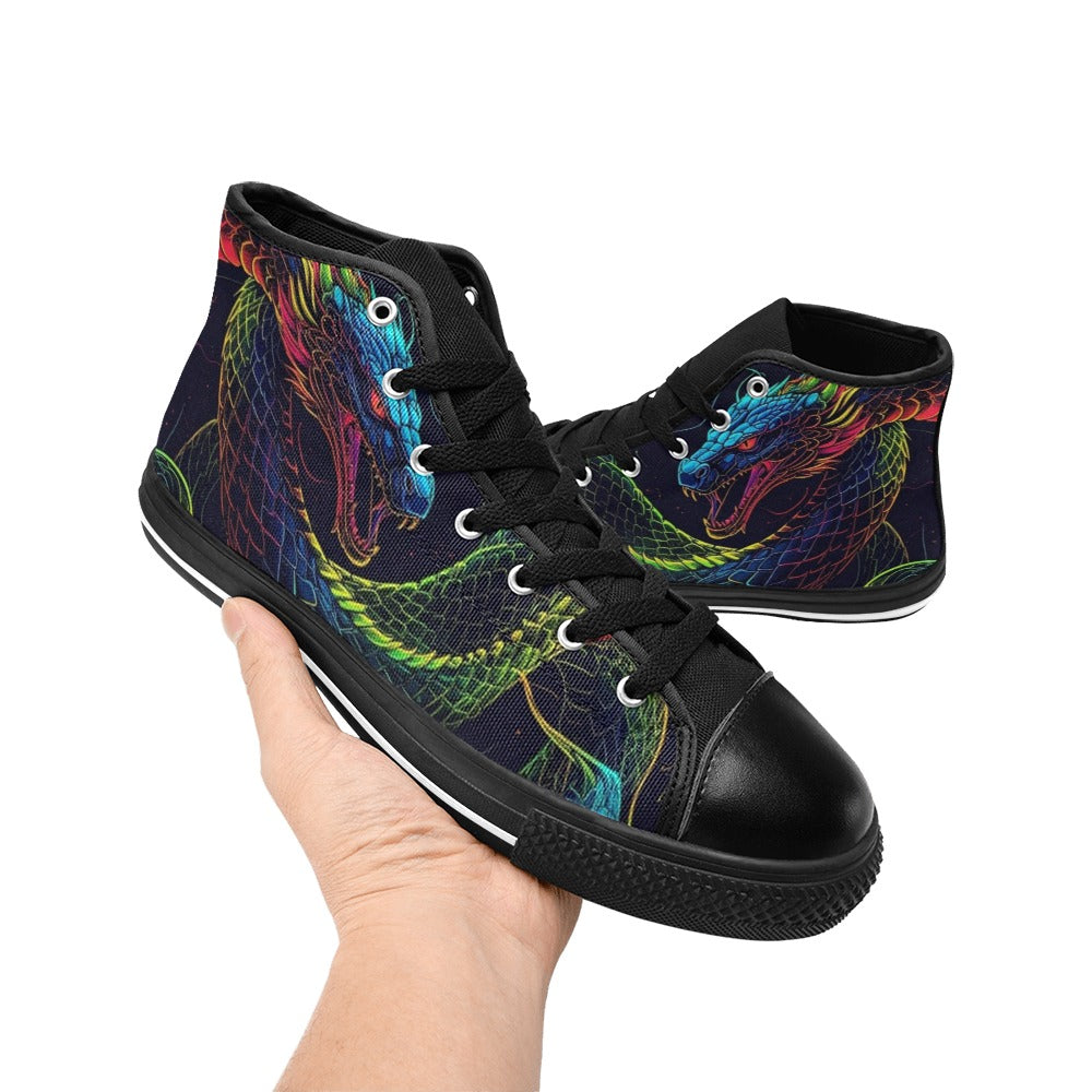 MEN'S Electric Serpent Dream High Top Canvas Dark Academia Custom Shoes