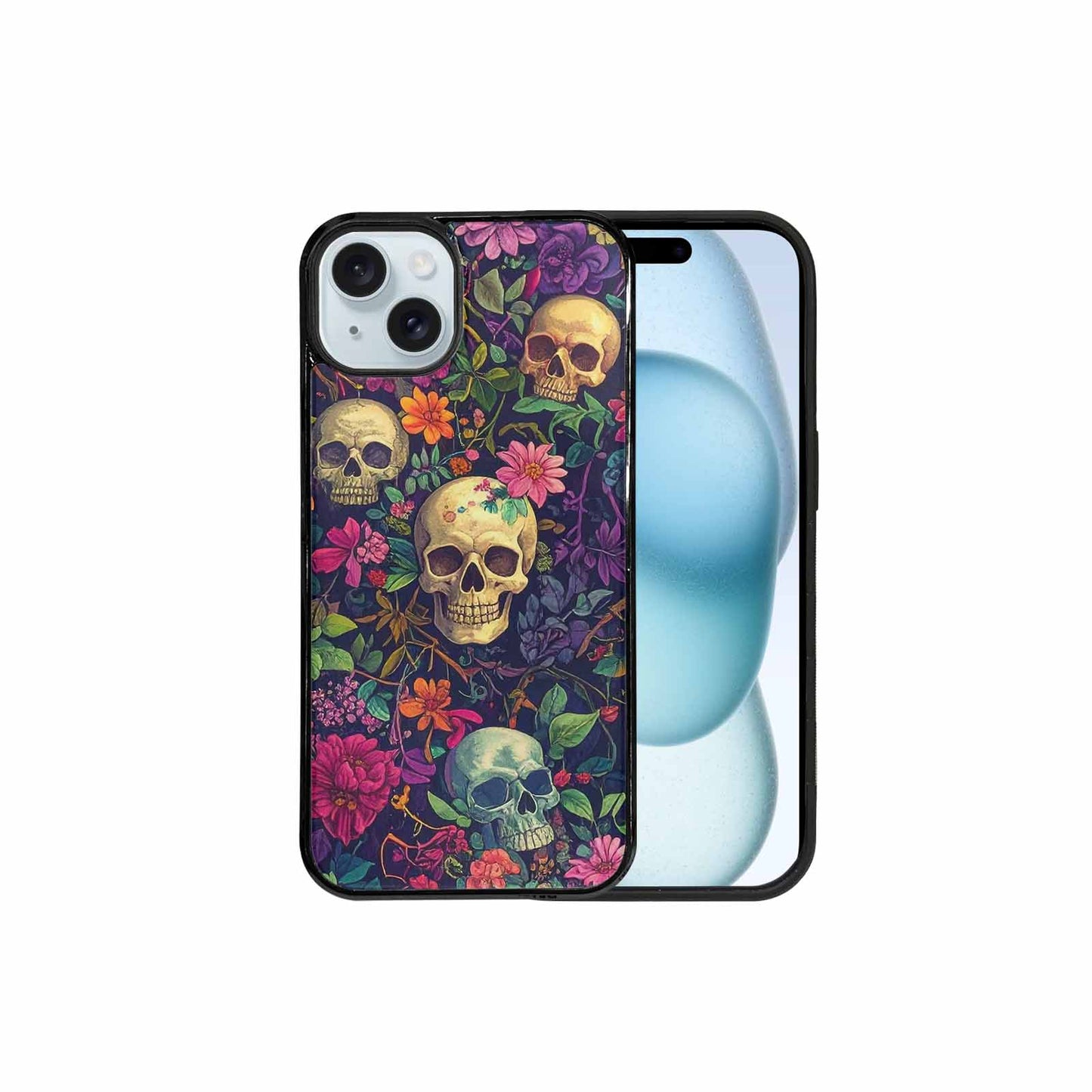 iPhone 15 Plus Case — Skulls Botanicalskulls Pattern, Custom Art Phone Cover
