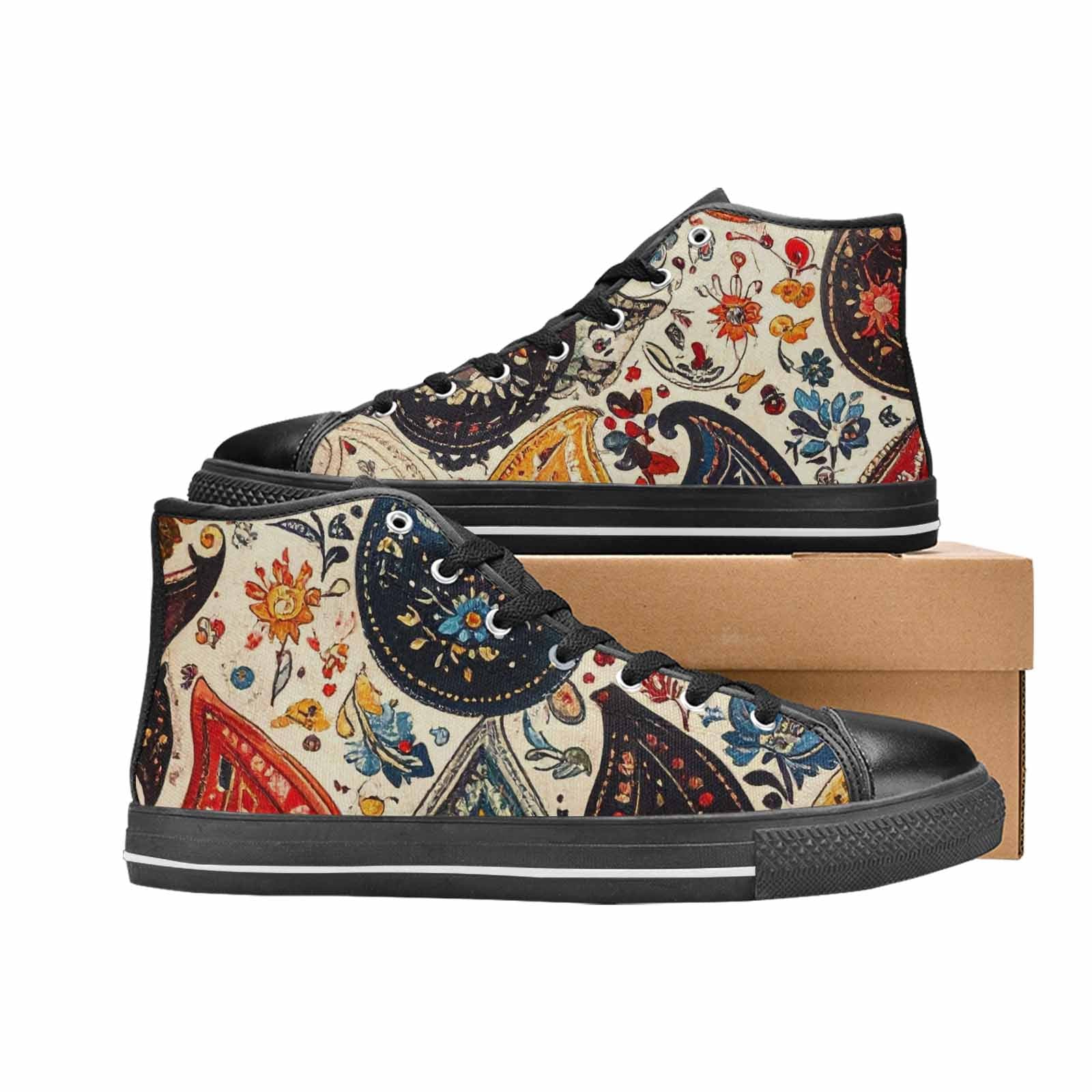 MEN'S Paisley Bandana High Top Canvas Dreamcore Custom Sneakers