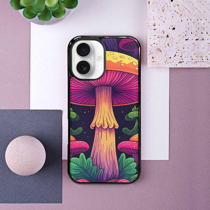 iPhone 16 Case — Psychedelic Mushroom Cartoon Pattern, Personalized Phone Case