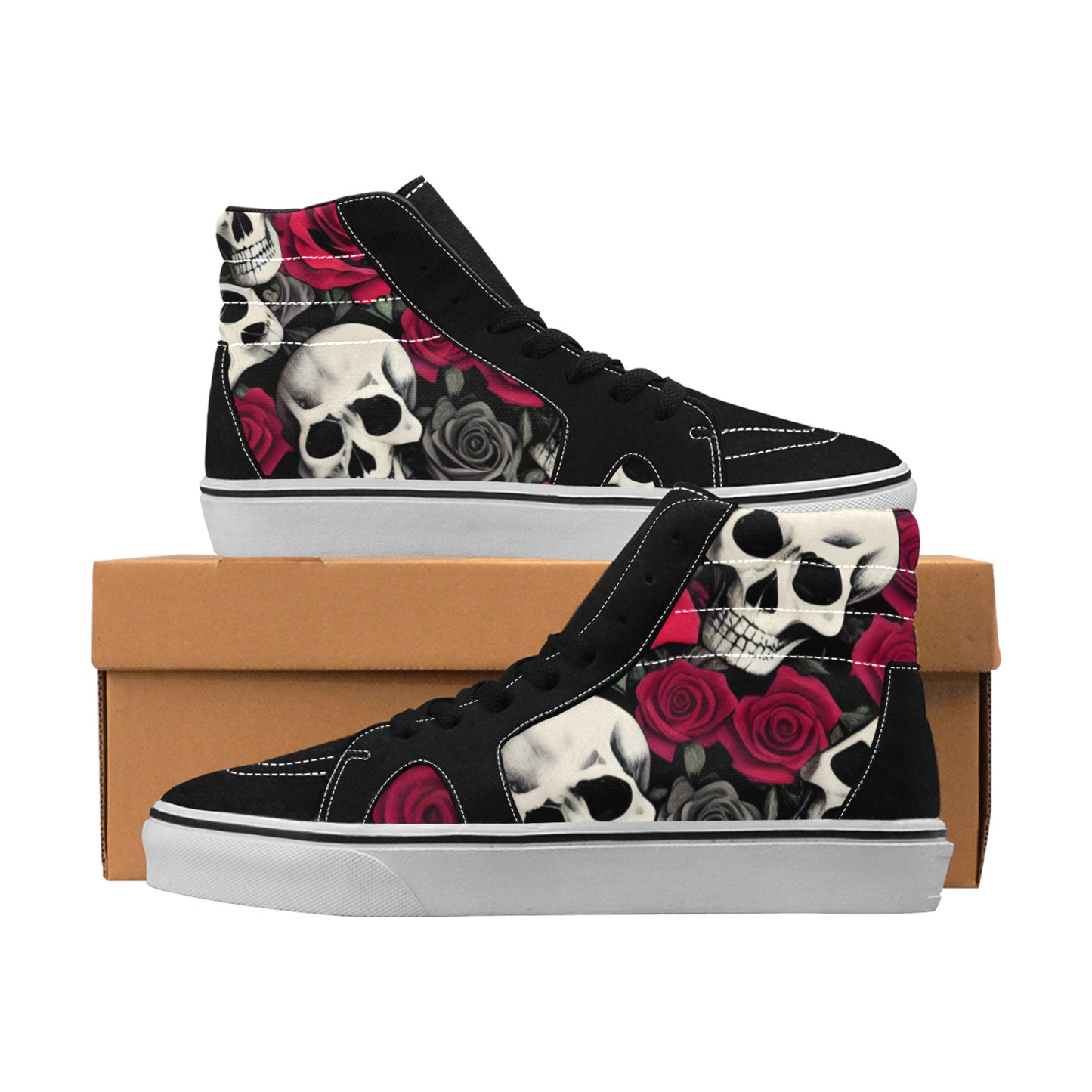 WOMEN'S Skulls & Roses High Top Skateboarding Surreal Custom Shoes