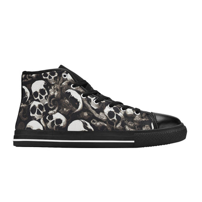 WOMEN'S Lots Skulls High Top Canvas Wallpaper Art Sneakers