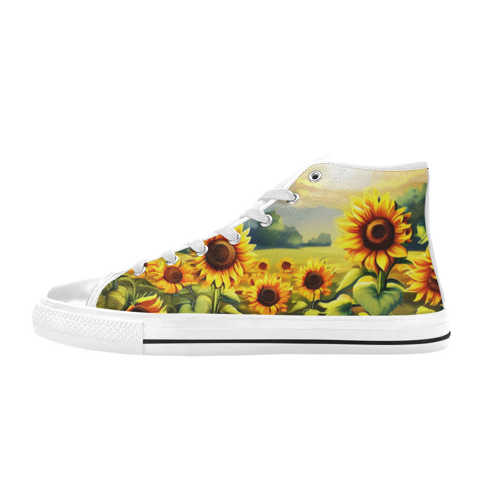 WOMEN'S Sunflowers Art 2 High Top Canvas Dreamcore Custom Sneakers