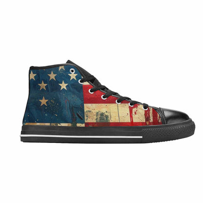 MEN'S American Flag Stars High Top Canvas Neon Fantasy Custom Sneakers