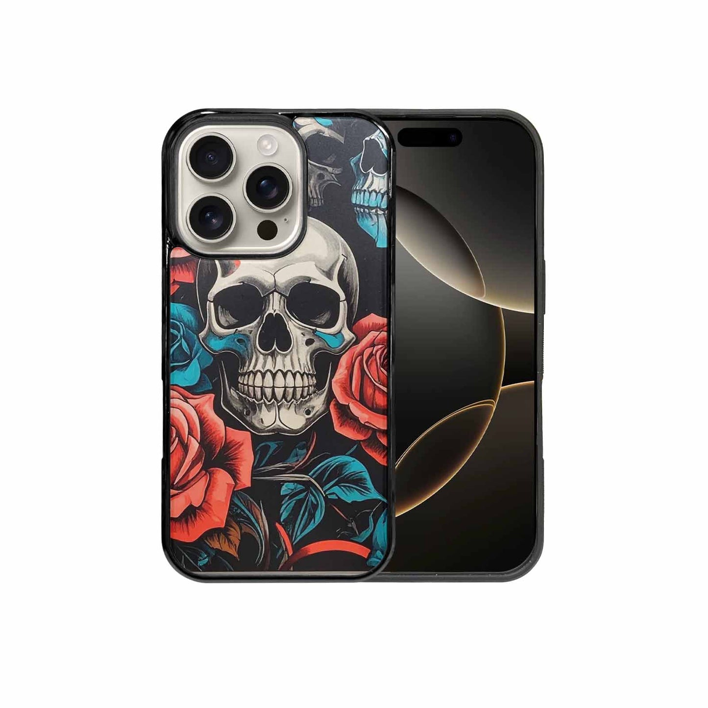 iPhone 16 Pro Case — Skulls Roses Biker Tattoo, Customized Protective Case