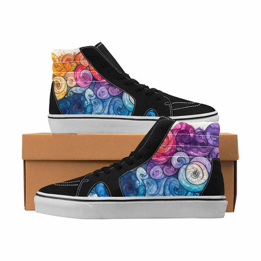 MEN'S Tie Dye Black & Blue Ink High Top Canvas Unique Print Aesthetic Custom Shoes