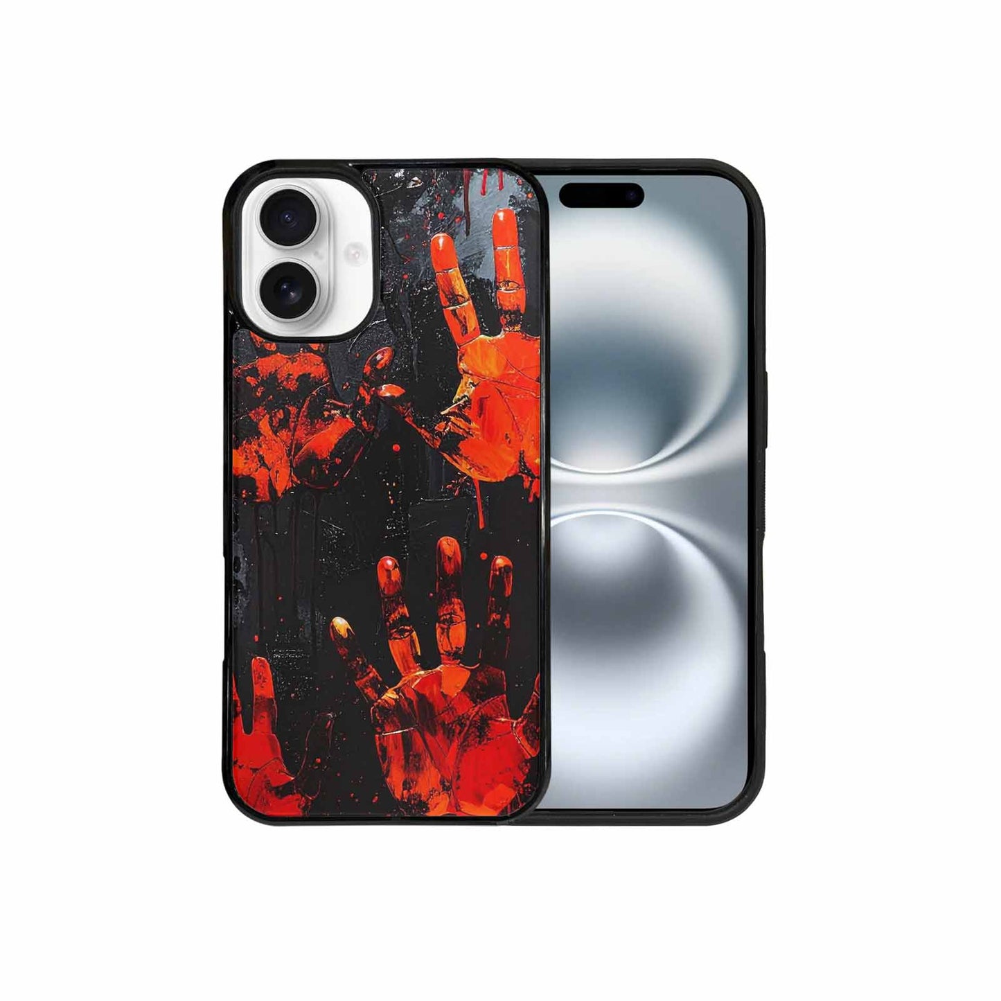 iPhone 16 Plus Case — Halloween Splatter Handprint, Custom Print Case Cover