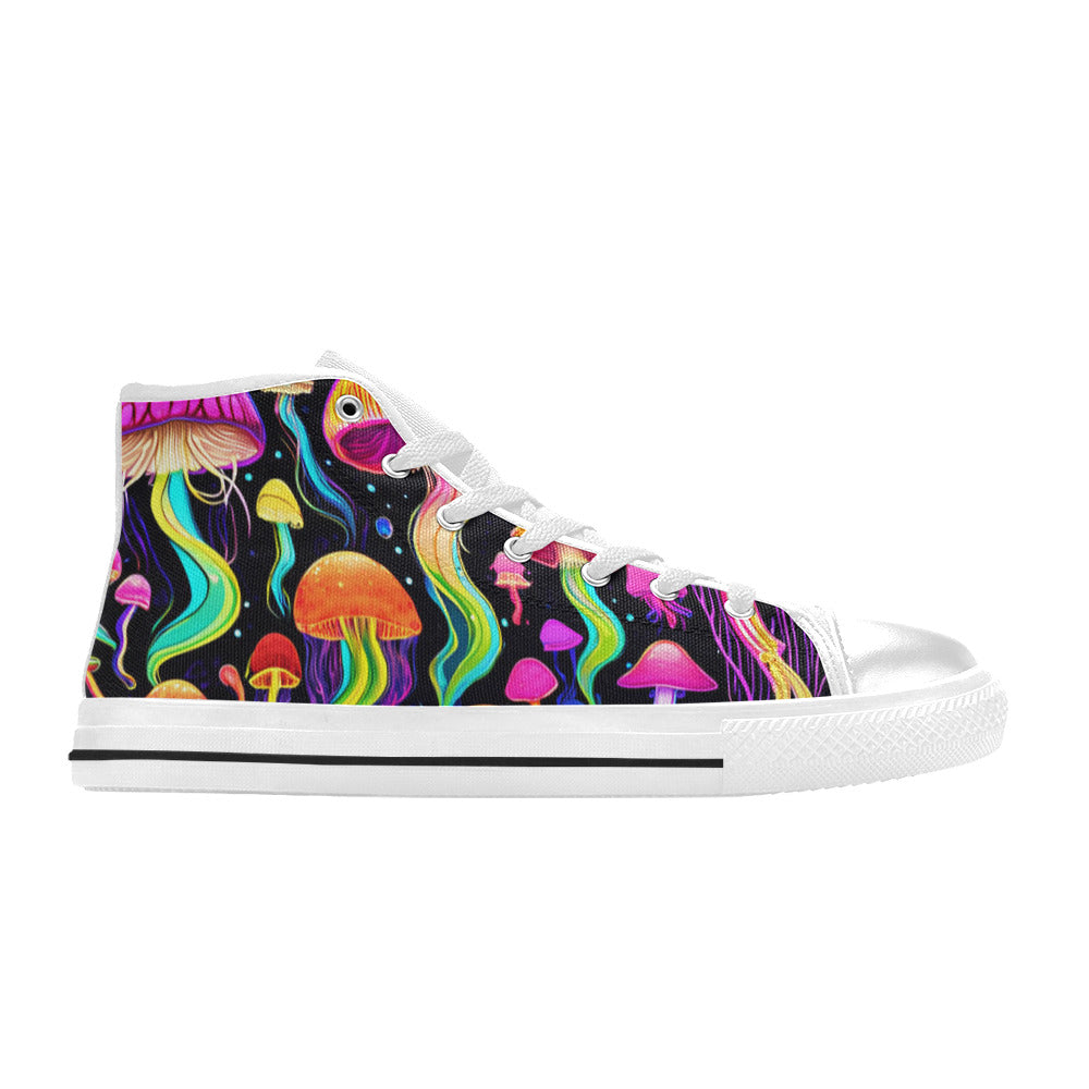 MEN'S Jellyfish Vibrant Mushroom Art High Top Canvas Cottagecore Sneakers