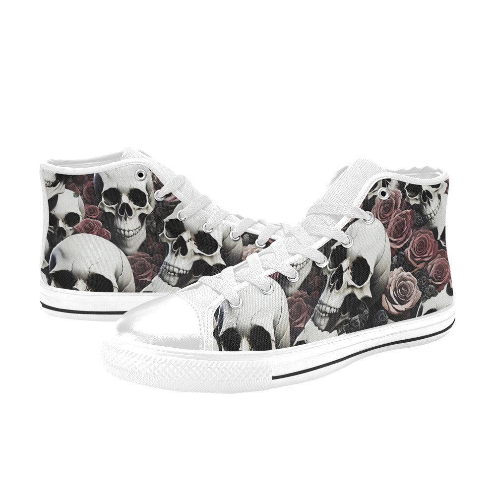 MEN'S Rose Skulls Dark 7 High Top Canvas Grunge Custom Shoes