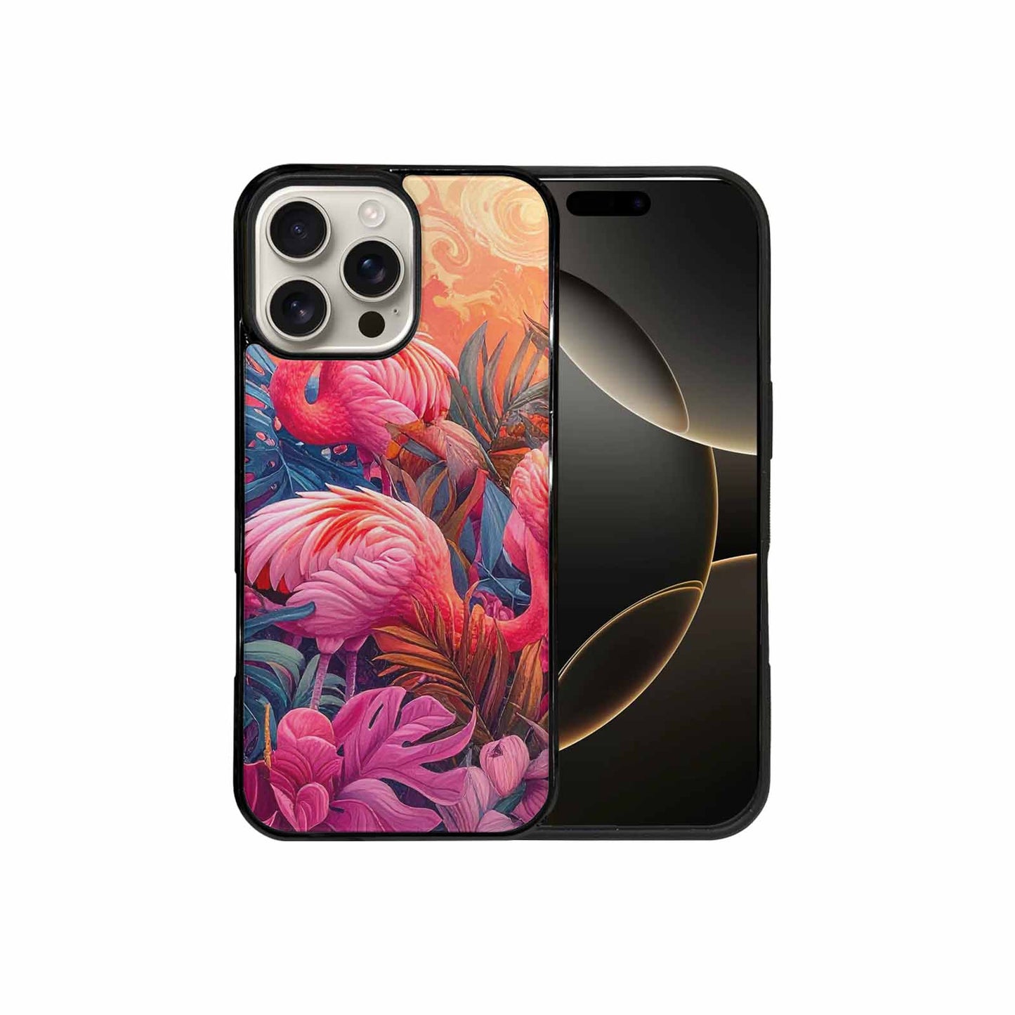 iPhone 16 Pro Max Case — Flamingo Tropical Flamingo Tropical Pattern Hundreds, Custom Art Phone Cover