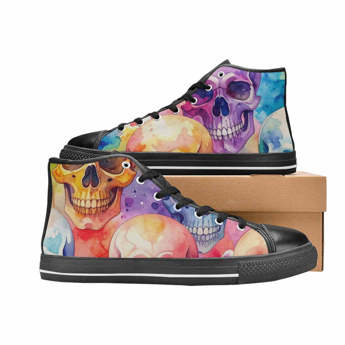 MEN'S Kulls - Watercolor High Top Canvas Wallpaper Art Sneakers