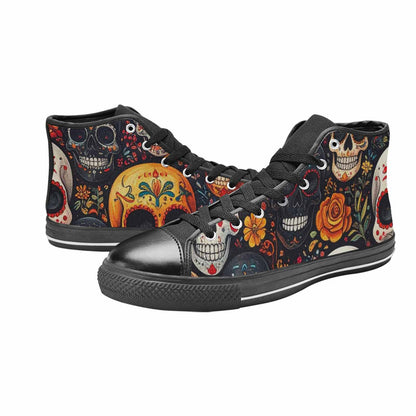 WOMEN'S Skull High Top Canvas Grunge Custom Sneakers