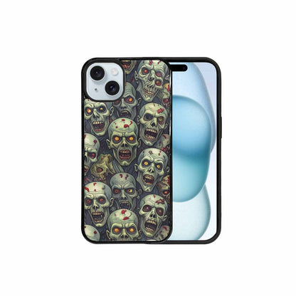 iPhone 15 Plus Case — Zombie Head Pattern Hundreds Of Small, Custom Phone Case