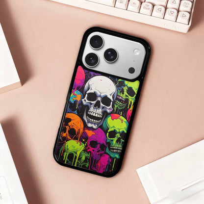 iPhone 17 Pro Case — Vibrant Camo Of Skeletons Neon Camo, Unique Phone Case Design