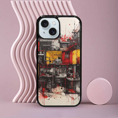 iPhone 15 Case — Liminal Space Fragment Black Red Ink, Custom Phone Case