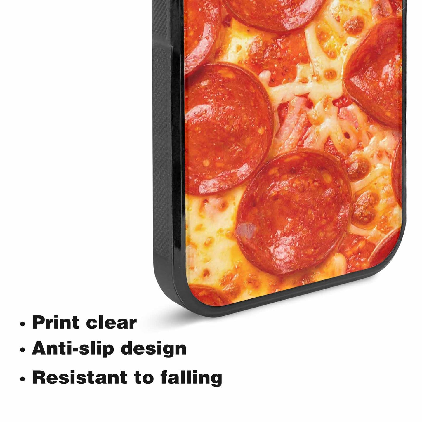 iPhone 15 Plus Case — Pepperoni Pizza Background Art Filling Entire, Personalized Phone Case