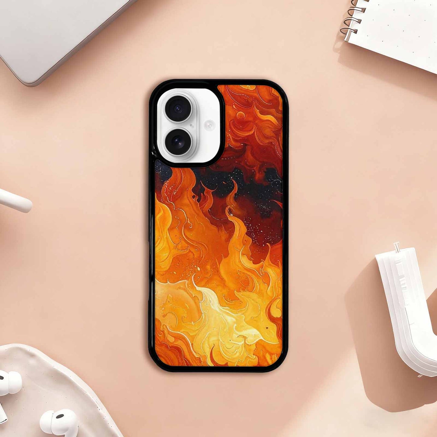 iPhone 17 Case — Glossy Storm Flame Original Art, Custom Printed Phone Case