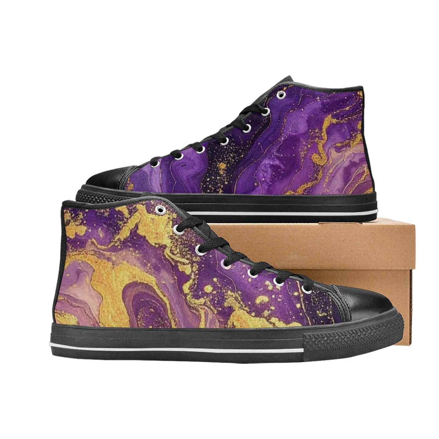 MEN'S Starry Night Nebula Brushstroke High Top Canvas Y2K Custom Shoes