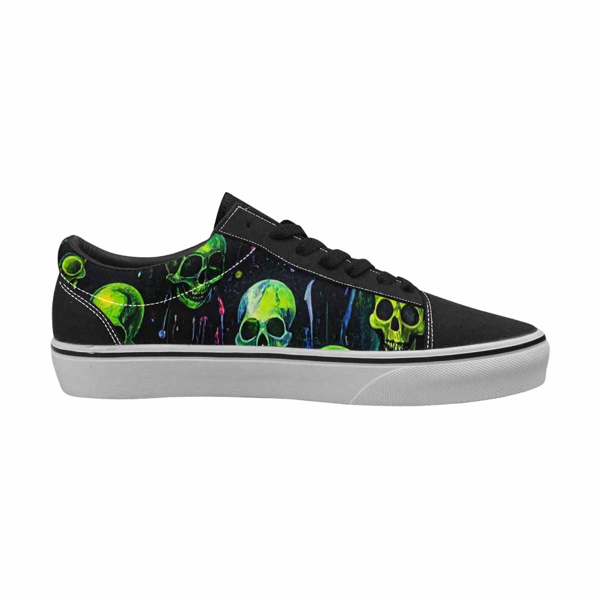 WOMEN'S Skeletons × Neon Green Lace-Up Canvas Vivid Sneakers