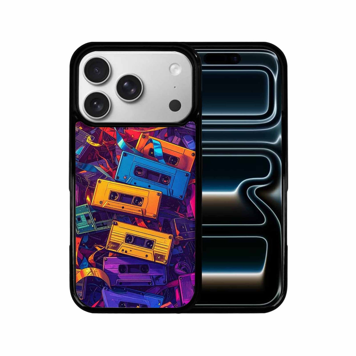 iPhone 17 Pro Case — Retro Cassette Tape Pattern Hundreds Retro, Personalized Phone Case