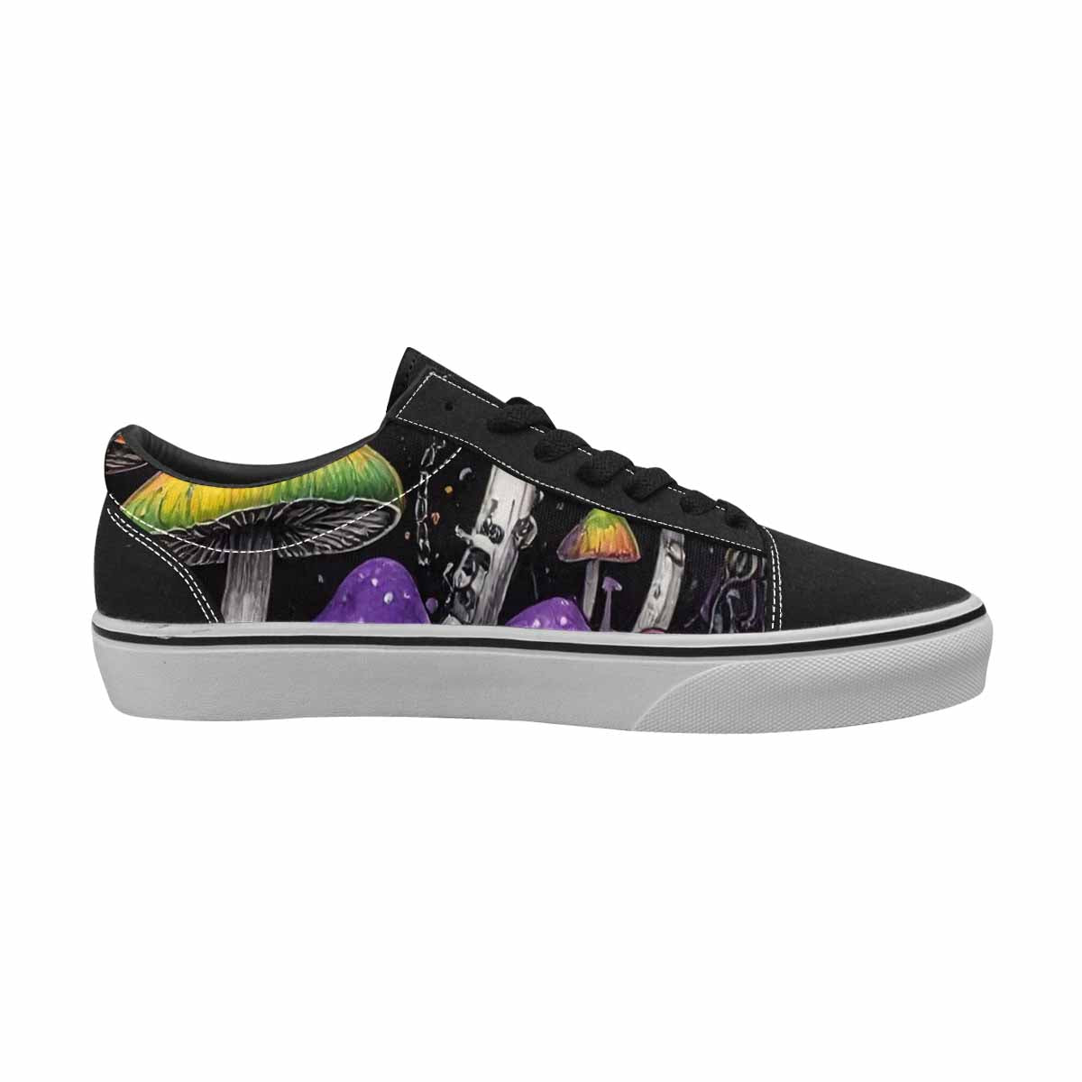 WOMEN'S Rainbow Drip Mushrooms Lace-Up Canvas Melting Art Custom Sneakers